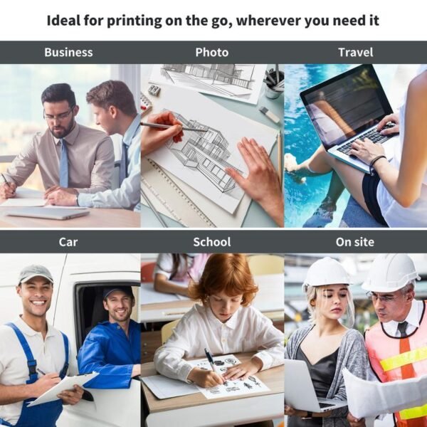 JADENS Portable Wireless Printer – Bluetooth Thermal Printer for Travel, Inkless Printing, Supports 8.5"×11" US Letter Size - Image 5